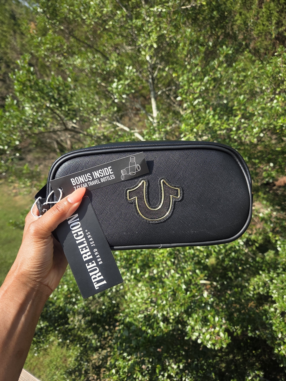 True Religion Black Logo Travel Pouch